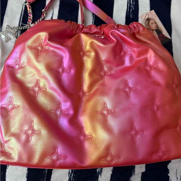 Pink and Yellow Iridescent/ Chromatic Paris Hilton Quilted Women's Bag - Picture 6 of 6